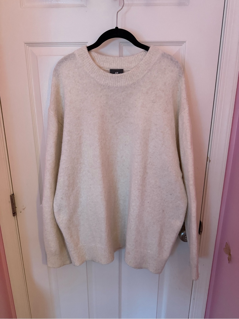 H&M Men's Crewneck Sweater in White Cream